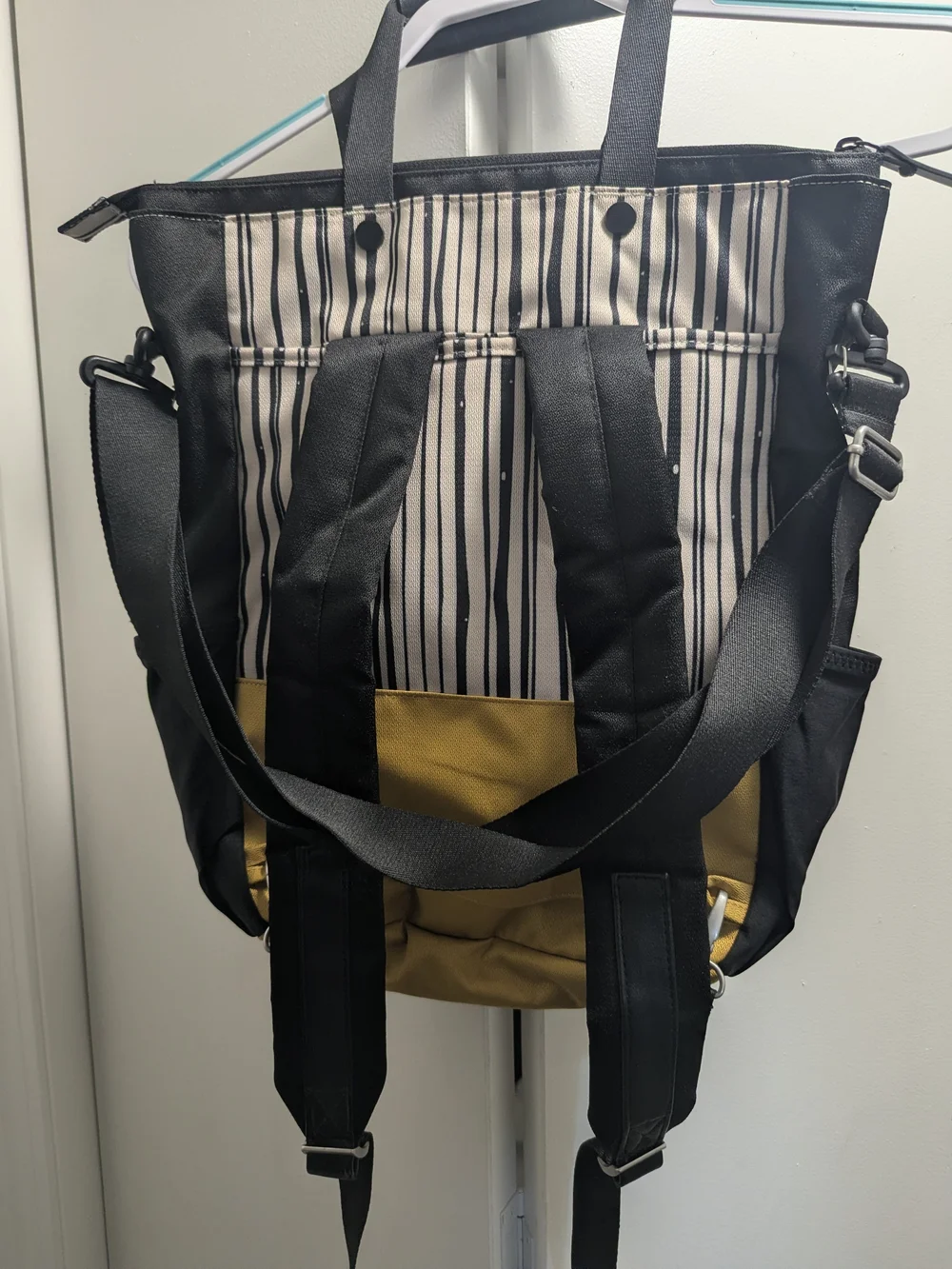 Sherpani Travel Yellow & Black Striped Backpack Tote